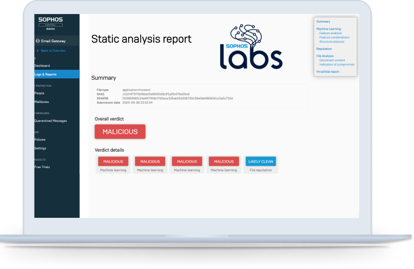 Labs report screen