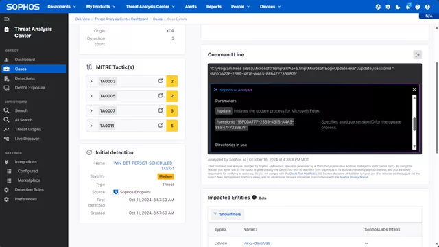 Sophos XDR attack simulation